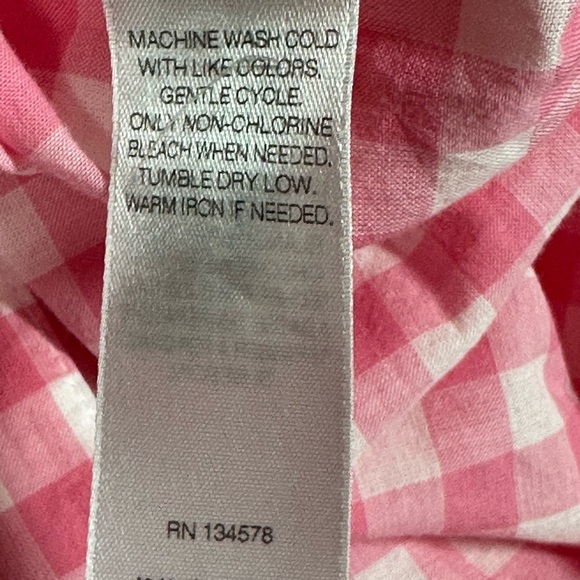 Vineyard Vines Shirt Women's 6 Pink White Gingham Button Up Casual Cotton 2W0744 - Picture 7 of 8